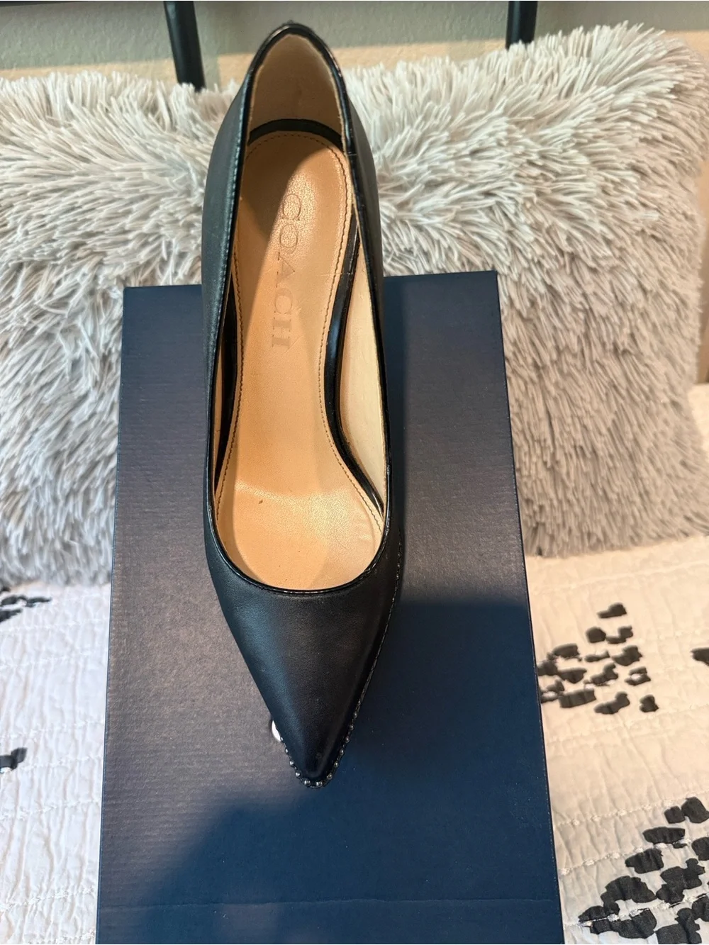 Coach Black Pointed-Toe Leather Pumps